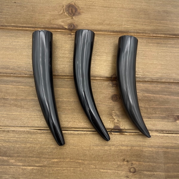 4-5" Water Buffalo Horn Tip, Black Horn, Longhorn Tip, Steer Horn Tusk, Large Tusk Pendants, Natural Black Horn, 134mm Horn