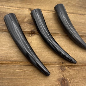 4-5 Water Buffalo Horn Tip, Black Horn, Longhorn Tip, Steer Horn Tusk, Large Tusk Pendants, Natural Black Horn, 134mm Horn image 6