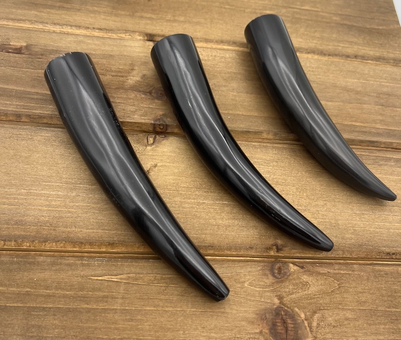 4-5 Water Buffalo Horn Tip, Black Horn, Longhorn Tip, Steer Horn Tusk, Large Tusk Pendants, Natural Black Horn, 134mm Horn image 6