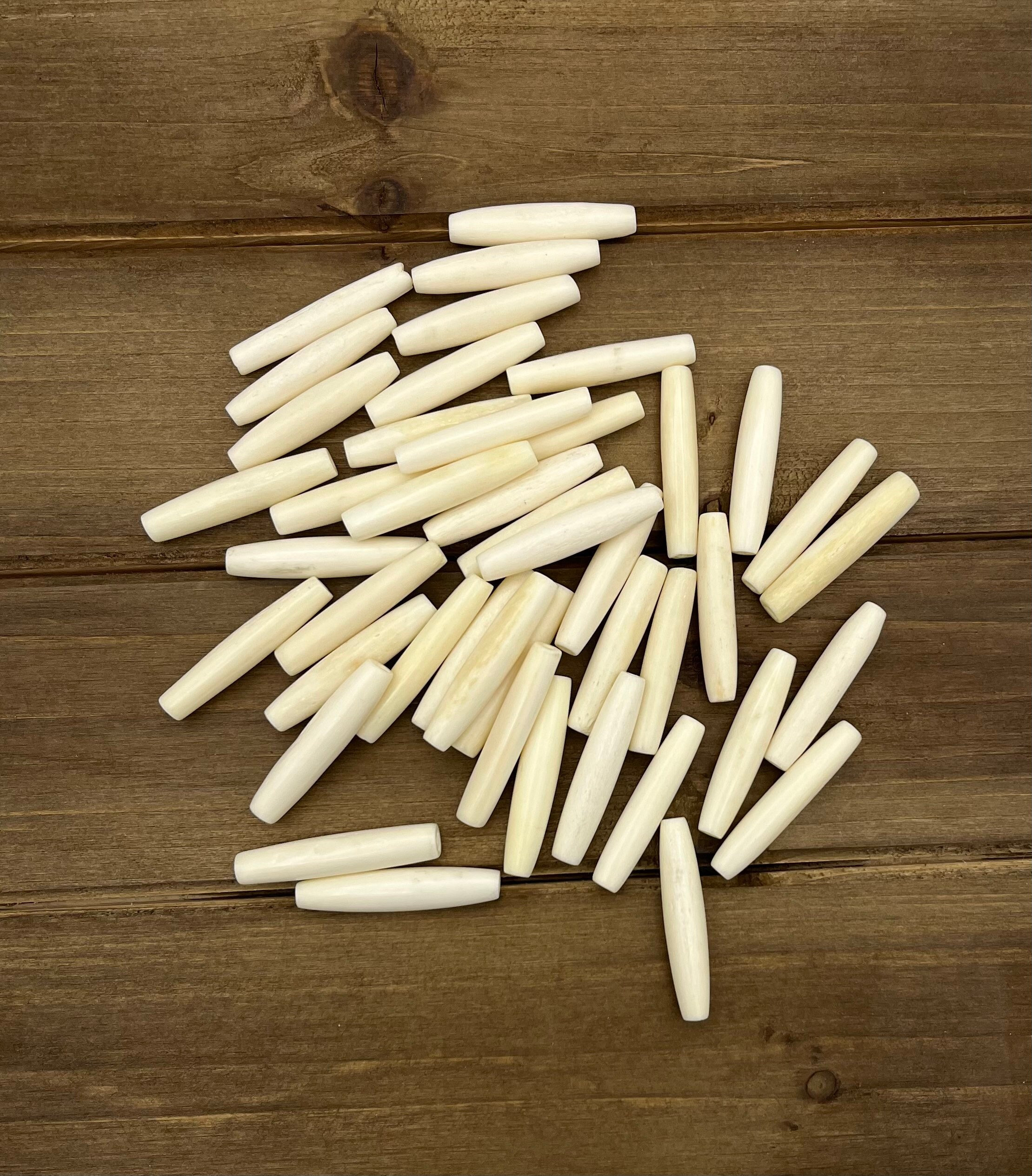 25pc White Bone Hair Pipe Beads Mix, 35mm, 1.5" Hare Pipe, India Bone Beads, Assorted Beads, Hairbone Pipe, Tube Beads, Buffalo Bone Beads