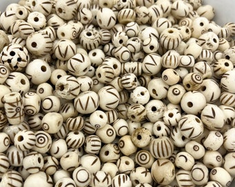 1/4lb Antique White Bone Bead Mix, 10-15mm, Carved Bone, Bead Lot, Bulk Beads, Bone Pendants, Bone Bead Lot, Jewelry Supplies, Buffalo Bone