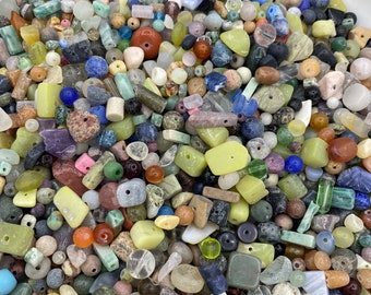 1/4lb Gemstone Beads Mixed Lot, Assorted, 4oz, Loose Beads, Wholesale, Bulk, Stones, Jewelry Making, Drilled Stones, Agate, Glass