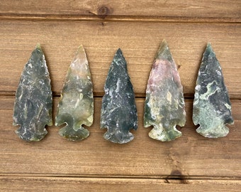 5pc 2.5" to 3" Green Arrowheads, Carved Arrowheads, 3" Arrowheads, 2.5" Arrowheads, Stone Arrowheads, Arrowheads, Native American, Bolo Tie