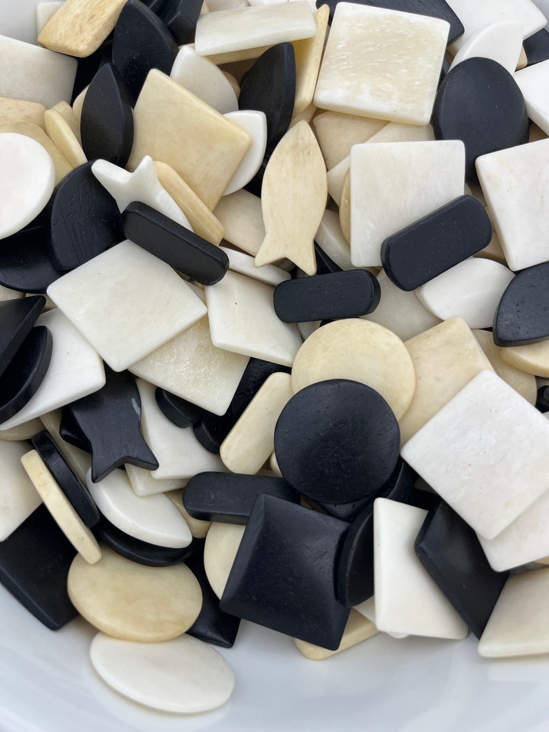 1/4lb Carved Bone Blanks, Antiqued Bone, White Bone, Black Bone, Bone Cabochons, Bead Blanks, Bone Beads, No Hole Bone Pieces, Bone Beads image 7