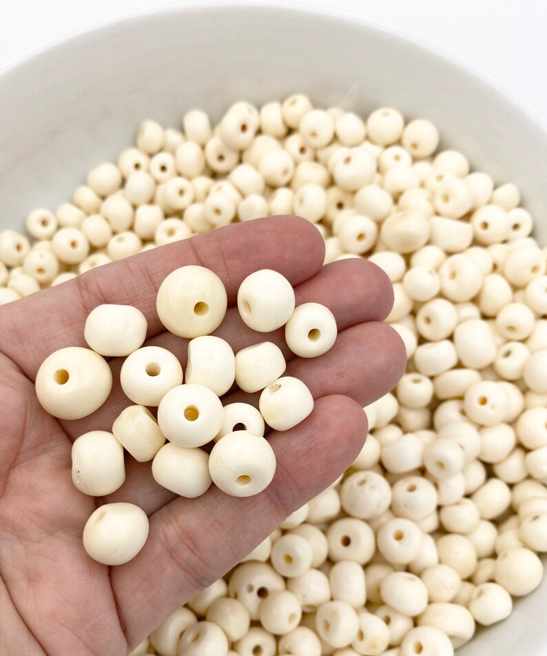 Bulk Beads bone Round Bead Lot Ox Smooth Bone PowWow Buffalo 14lb 10-15mm White Bone Bead Mix Jewelry Supplies 4oz Native Tribal