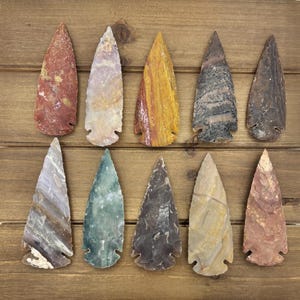5pc 3.5&quot; to 4&quot; Agate Arrowheads, Gemstone Arrowhead, Large Arrowheads, Stone Arrowheads, Costume Arrowheads, Jasper Arrowheads, Arrowheads