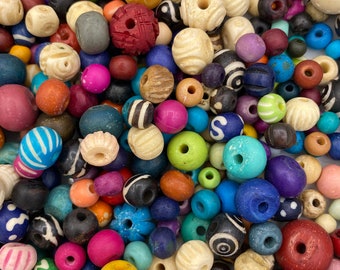 1/4lb Colorful Bone Beads, 5-12mm Round Beads, Rainbow Round Beads, Carved Bone, Dyed Bone, Bulk Beads, Tribal Beads, Saucer Beads, Dyed