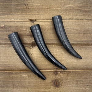 4-5 Water Buffalo Horn Tip, Black Horn, Longhorn Tip, Steer Horn Tusk, Large Tusk Pendants, Natural Black Horn, 134mm Horn image 9