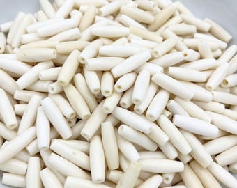 50 st 1" witte bot haarpijp kralen mix, hazenpijp, buisbeenkralen, diverse kralen, haarbeen pijp, buiskralen, buffelbeen, bulkkralen