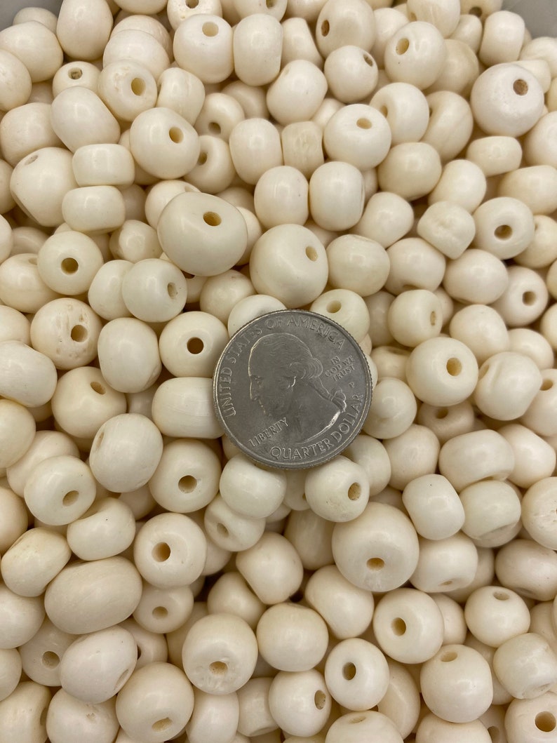 Bulk Beads bone Round Bead Lot Ox Smooth Bone PowWow Buffalo 14lb 10-15mm White Bone Bead Mix Jewelry Supplies 4oz Native Tribal
