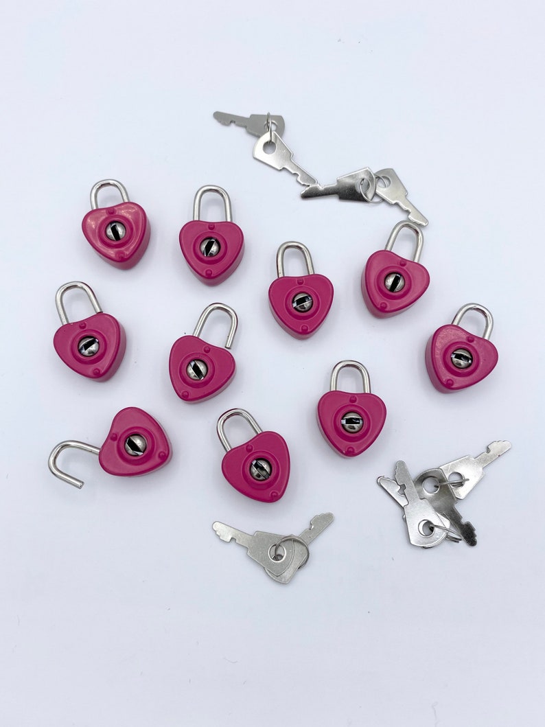 10pc Rose Pink Heart Locks, Heart Padlocks, Mini Locks, Valentines Day ...