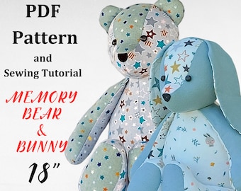 Memory Bear & Bunny Sewing Pattern: 18" Keepsake Animals (PDF Pattern)