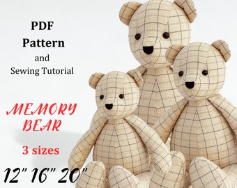 Memory Bear Pattern, Make Teddy Bear, Keepsake Bear Sewing Pattern