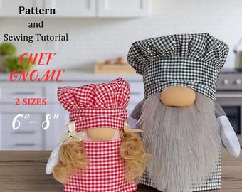Chef Gnome Sewing Pattern: DIY Kitchen Decor, Gnome Toy Ornament (PDF Template)