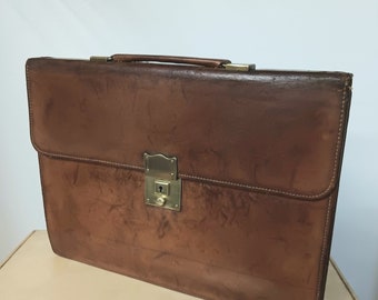 Vintage English Leather  Executive, Lawyers  Briefcase.  Document case . Bag.