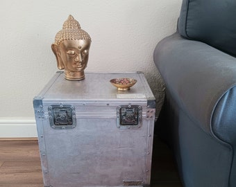 Industrial aluminium trunk. Side table coffee table storage .