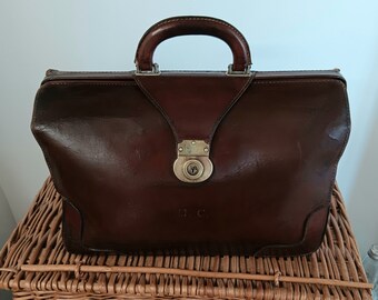 Maletín de piel bolso gladstone bolso médico .vintage.