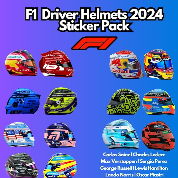 F1 Driver Helmets 2024 PNG | F1 | Scuderia Ferrari | McLaren | Red Bull Racing | PNG transfer | Direct Download