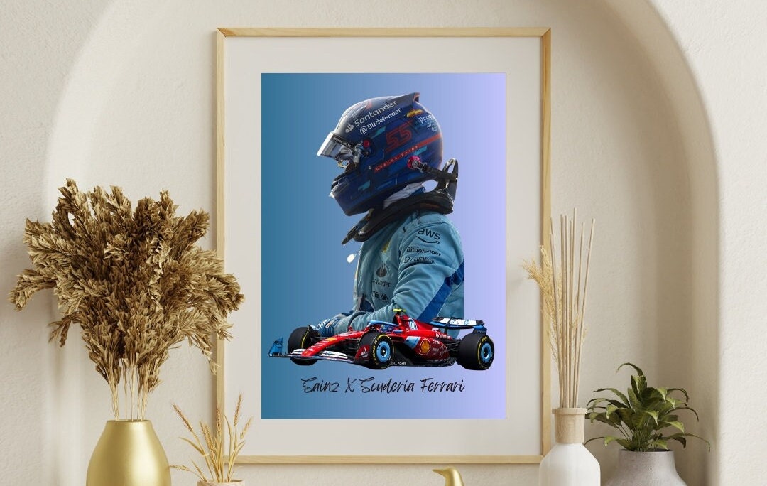Carlos Sainz A3 Poster, Formula 1 Poster, Office Wall Art, Carlos Sainz ...