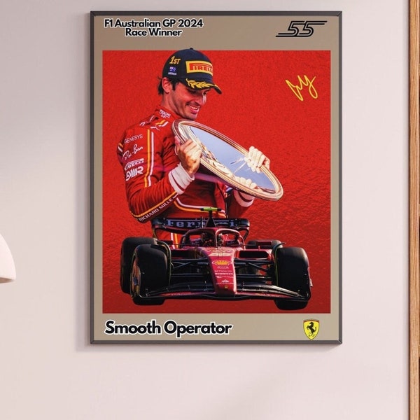 Carlos Sainz 55 | Scuderia Ferrari F1 | Australian GP Winner 2024  A3 Poster Direct Download