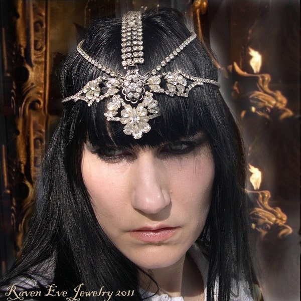 RESERVED DO NOT buy  Lily of Legend Dazzling Rhinestone and Chain Head Piece Headdress Ready to Ship was 278.00