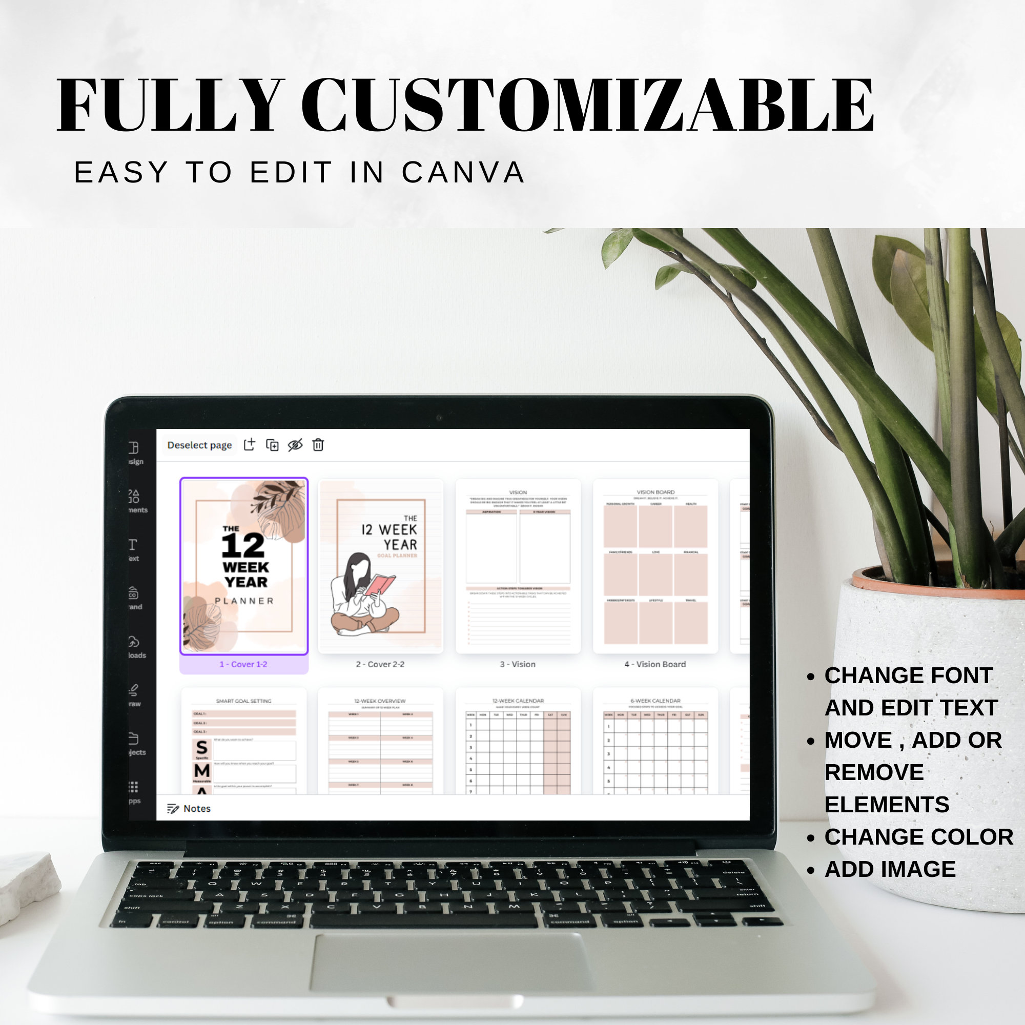 12 week year planner template printable 90 day goal planner smart goal