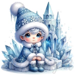 Eiskristall Wichtel Clipart | 10 hochwertige 300 DPI JPEGs Kommerzielle Nutzung Winter Wunderland Frostig Weihnachten Niedlichen Jungen Fantasy Clip Art Dekor