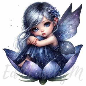 Goutte de rosée étoilée des cliparts | 10 fichiers JPEG 300 ppp de haute qualité à usage commercial lunatique jolie fille fée Clip Art céleste étoilé fantaisie décor
