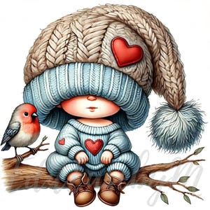 Clipart gnomo inseparabile / 10 JPEG di alta qualità a 300 DPI Uso commerciale San Valentino stravagante Ragazzo carino Clip art Amore incantato Decorazione primaverile