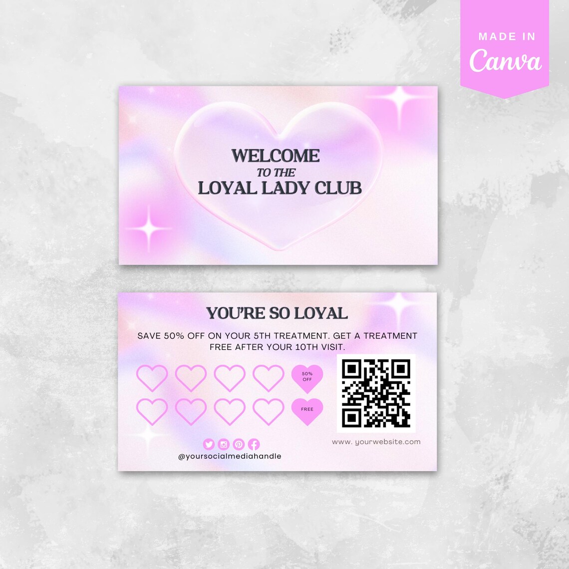 Editable Purple Heart Loyalty Card Template Loyalty Card Stamp Template ...