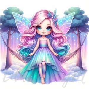 Imágenes prediseñadas de hada Aurora / 10 imágenes JPEG de alta calidad de 300 DPI para uso comercial, caprichosas, pastel, Navidad, invierno, país de las maravillas, festividades, decoración kawaii