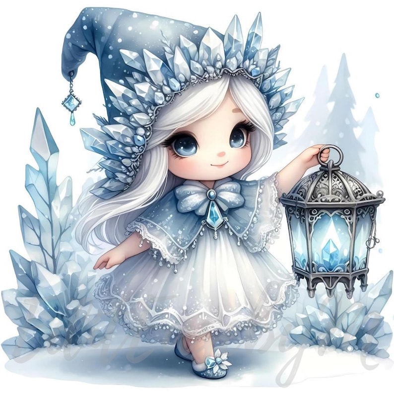 Ice Crystal Gnome Clipart 10 Highquality 300 DPI Jpegs Commercial Use