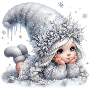Gefrostete Schneeflocken Clipart | 10 hochwertige 300 DPI JPEGs Kommerzielle Nutzung Weihnachten Cute Girl Clip Art Festliche Fantasy Schneeflocke Dekor