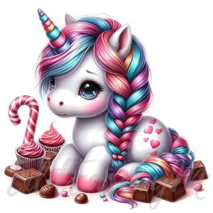 Sweet Treats Unicorn Clipart | 10 High-quality 300 DPI Jpegs Commercial ...