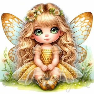 Imágenes prediseñadas de hada Honeydew Hum / 10 JPEG de alta calidad de 300 DPI para uso comercial, lindas y caprichosas, de fantasía, para primavera, jardín, verano, decoración kawaii