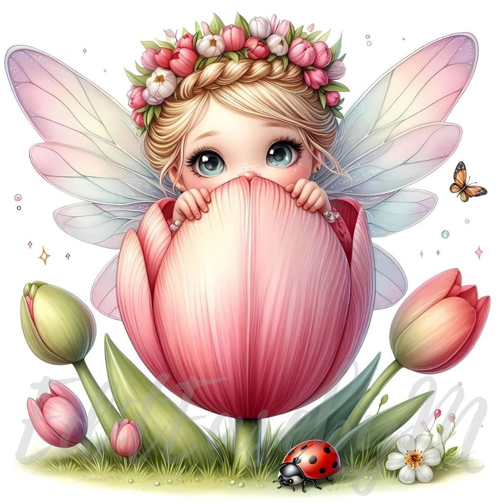 【匿名配送】LITTLE FAIRY LAND クリップボード　昭和レトロ☆ Tulip Sprite Fairy Clipart | 10 High-quality 300 DPI Jpegs