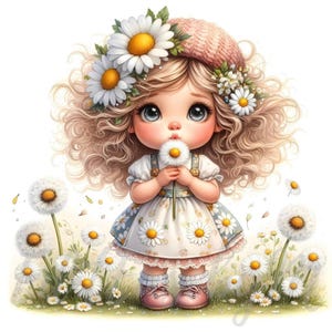 Nain marguerite | 10 fichiers JPEG 300 ppp de haute qualité à usage commercial lunatique printemps fantastique floral avril mois de naissance fille d'honneur Art déco