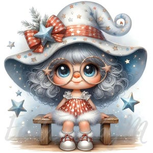 Fonkelende kabouter-clipart | 10 hoogwaardige 300 dpi jpeg's commercieel gebruik grillig schattig meisje ster 4 juli Sparkle patriottische kunst kawaii decor
