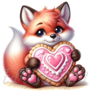 Clipart renard câlin | 10 fichiers JPEG 300 ppp de haute qualité à usage commercial lunatique kawaii saint valentin renard mignon clipart décoration animal des bois
