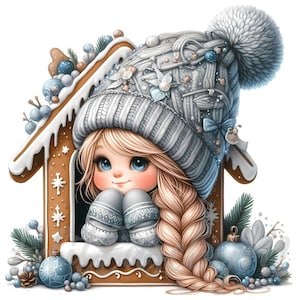 Clipart di gnomi del paese delle meraviglie invernale/ 10 JPEG di alta qualità a 300 DPI per uso commerciale Arte di gnomi carini Natale scandinavo Inverno gelido Vacanze