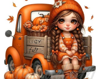 Autumn Gnome Clipart | 10 High-Quality 300 DPI JPGs Commercial Use Cute Pumpkin Clip Art Fall Harvest Rustic Orange Truck Thanksgiving Decor