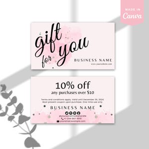Editable Pink Coupon Card Template Custom Elegant Marketing Card for ...