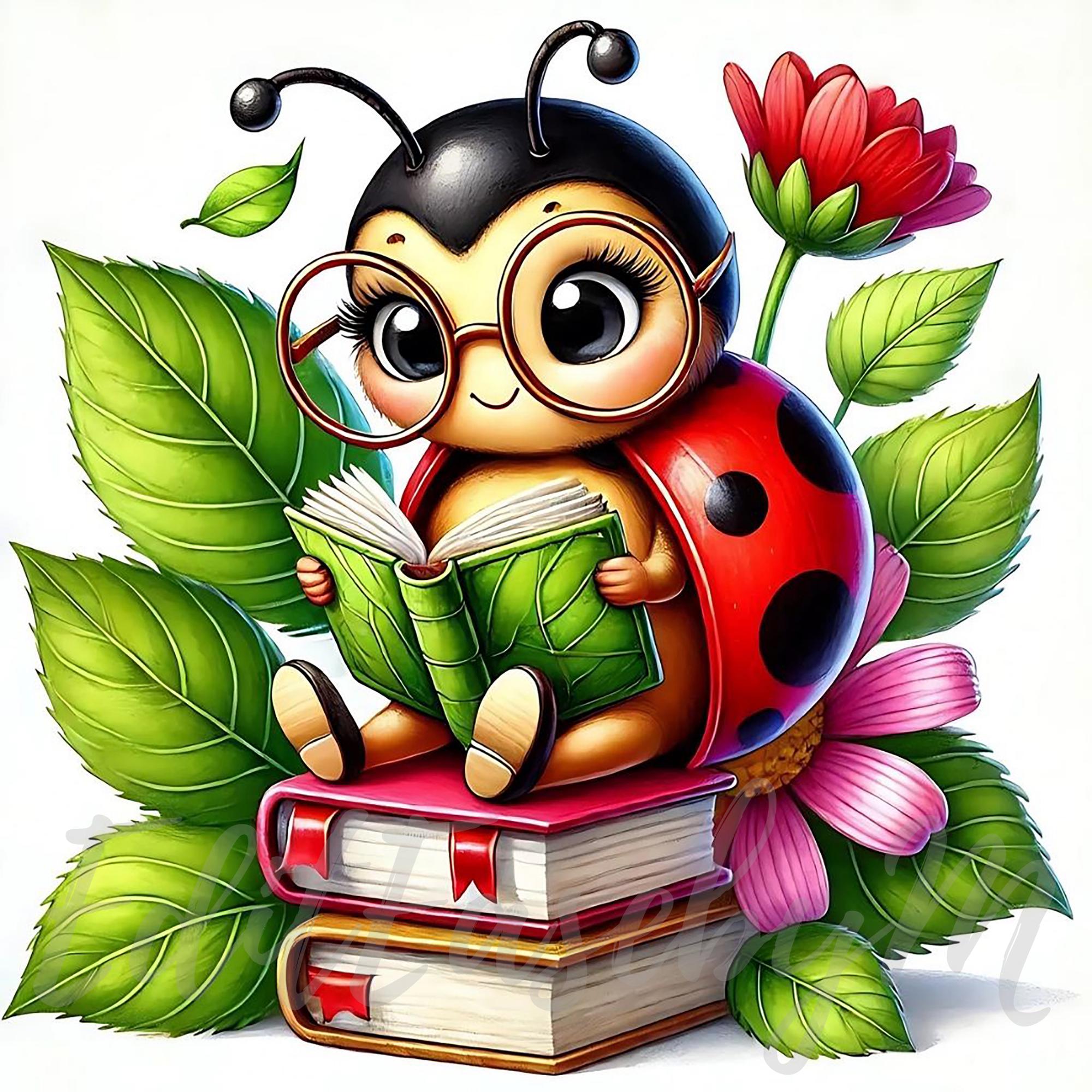 Ladybug Clipart | 10 JPEG Commercial Use, Whimsical Reading Teacher ...