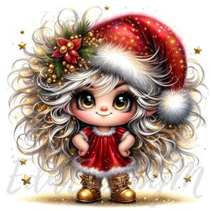 Twinkle Star Wichtel Clipart | 10 hochwertige 300 DPI JPGs Kommerzielle Nutzung Skurrile Weihnachten Süßes Mädchen Clip Art Magische Festliche Dekoration
