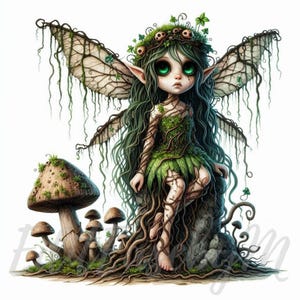 Dreadroots Fee Clipart | 10 hochwertige 300 DPI JPEGs Kommerzielle Nutzung Skurril Haunted Forest Dark Spooky Halloween Natur Sprite Decor