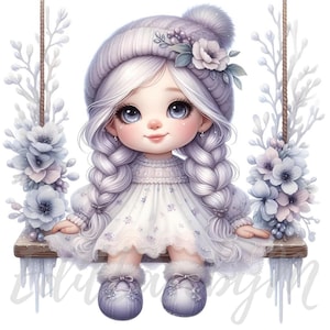 Frost Frost Gnome Clipart | 10 hochwertige 300 DPI JPEGs Kommerzielle Nutzung Skurril Weihnachten Winter Wunderland Süßes Mädchen Clip Art Dekor