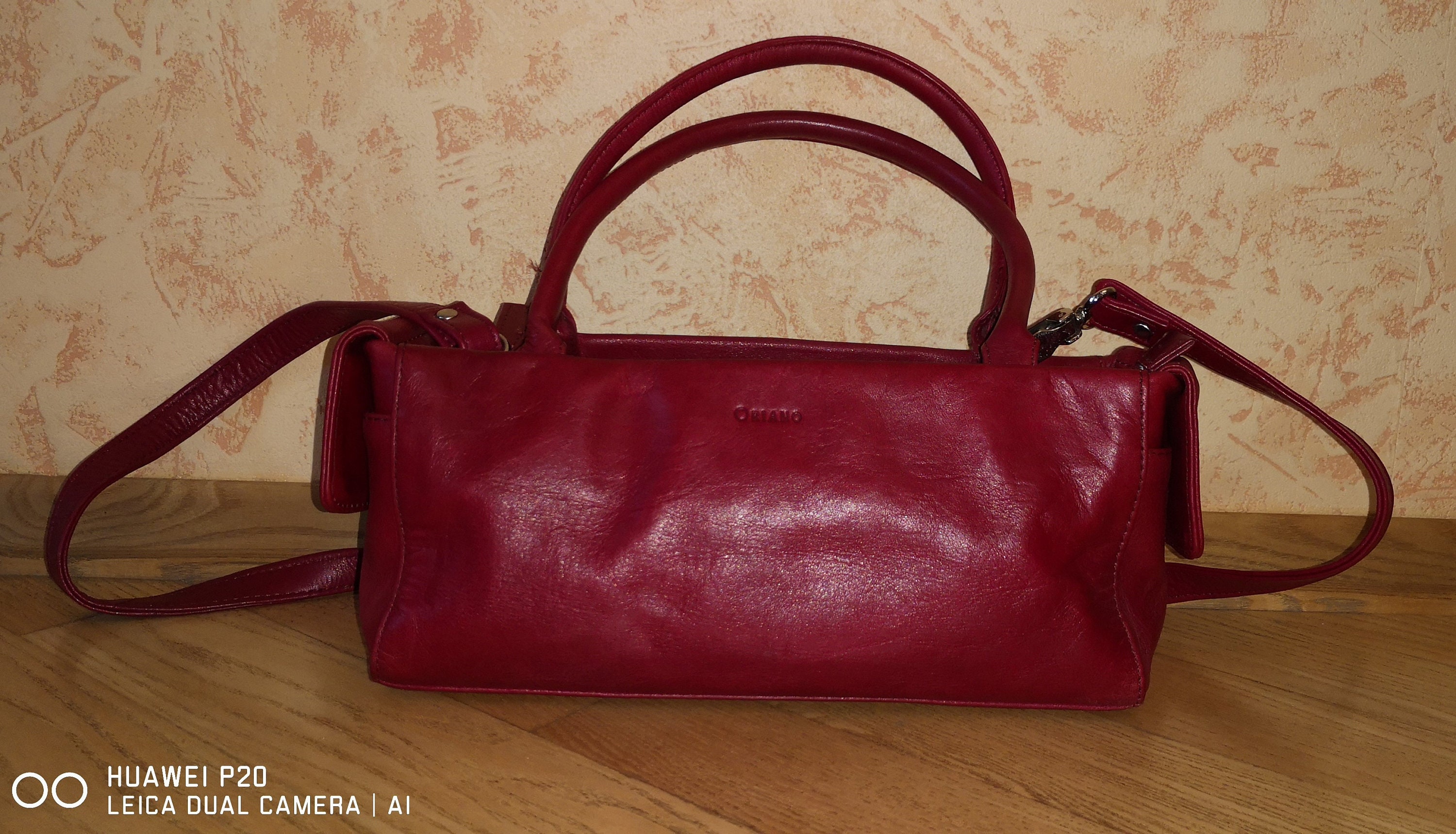 Oriano women s leather hand shoulder bag color red