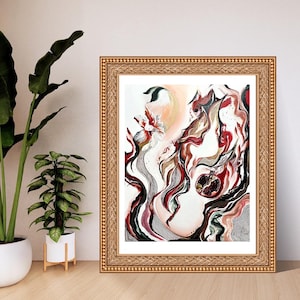 red abstract pomegranate art print