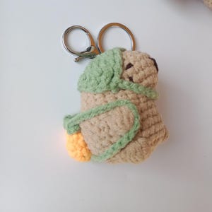 Capybara amigurumi keychain, Cute crochet animal bag charm, handmade capybara toy, unique animal gift idea