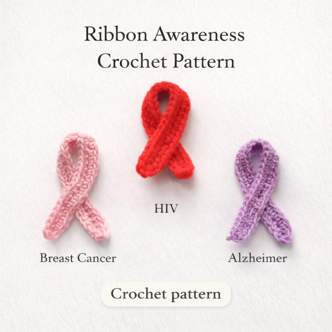 Free Crochet Ribbon Patterns.pdf Awareness Ribbon Crochet Pattern, Beginner Friendly, Multiple Causes ...